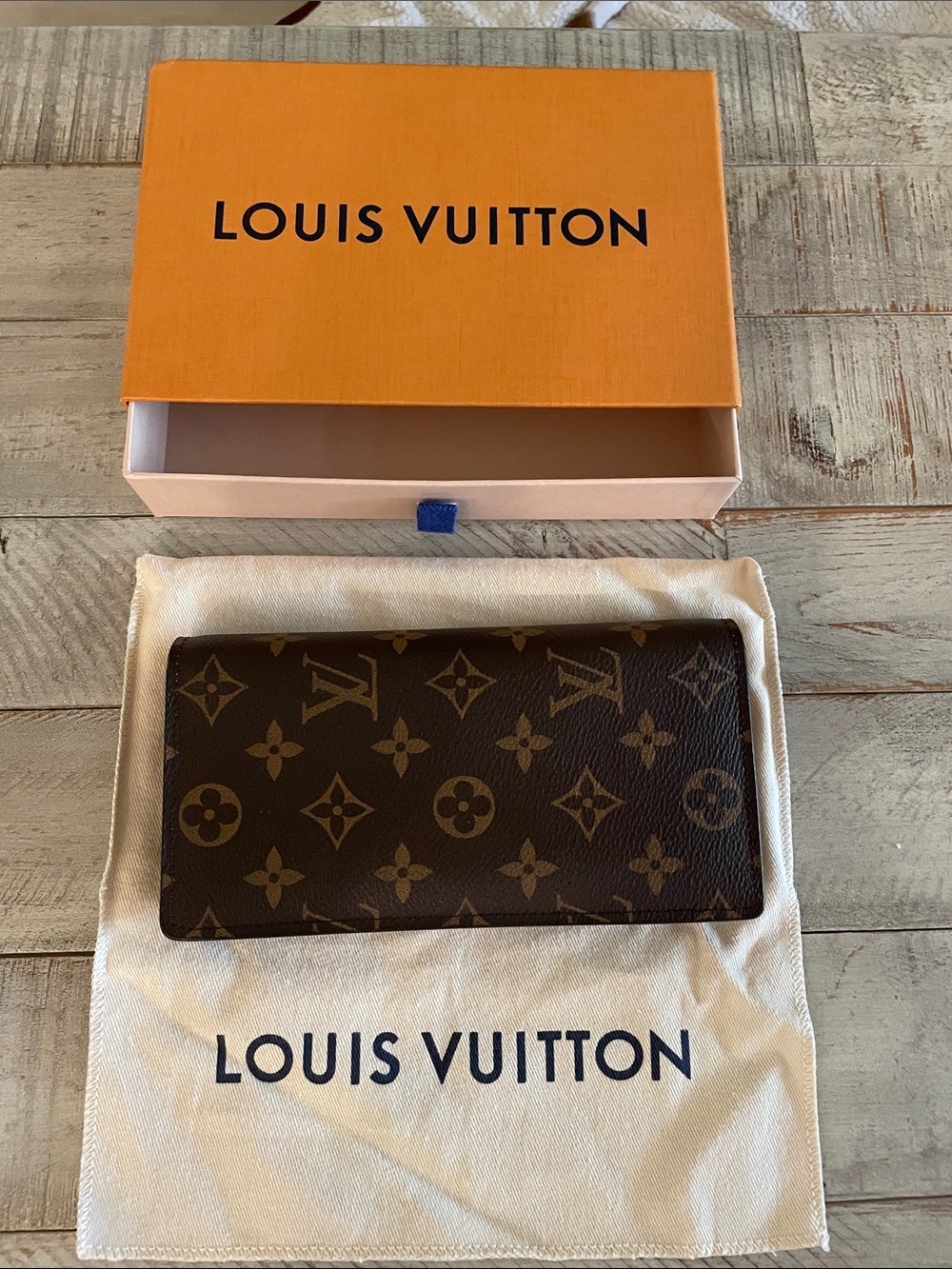 Authentic Louis Vuitton Monogram Long Bifold Wallet with zipper coin pouch